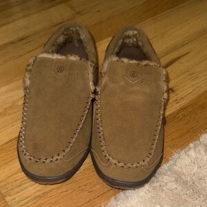 Cozy Tan Suede Moccasin Slippers